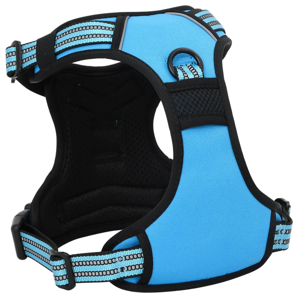 vidaXL Harnais pour chien avec bandes réfléchissantes réglables bleu S