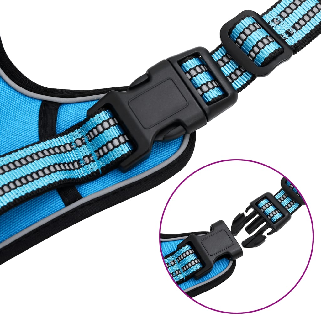 vidaXL Harnais pour chien avec bandes réfléchissantes réglables bleu S