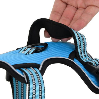 vidaXL Harnais pour chien avec bandes réfléchissantes réglables bleu S