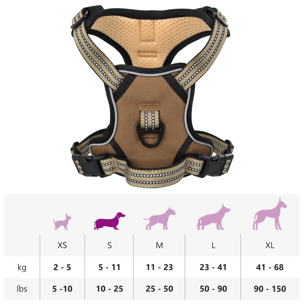 vidaXL Harnais pour chien et bandes réfléchissantes réglables marron S