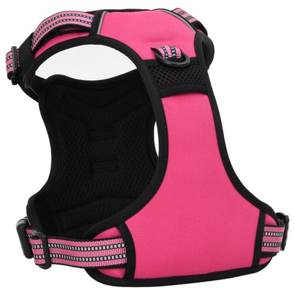 vidaXL Harnais pour chien avec bandes réfléchissantes réglables rose S