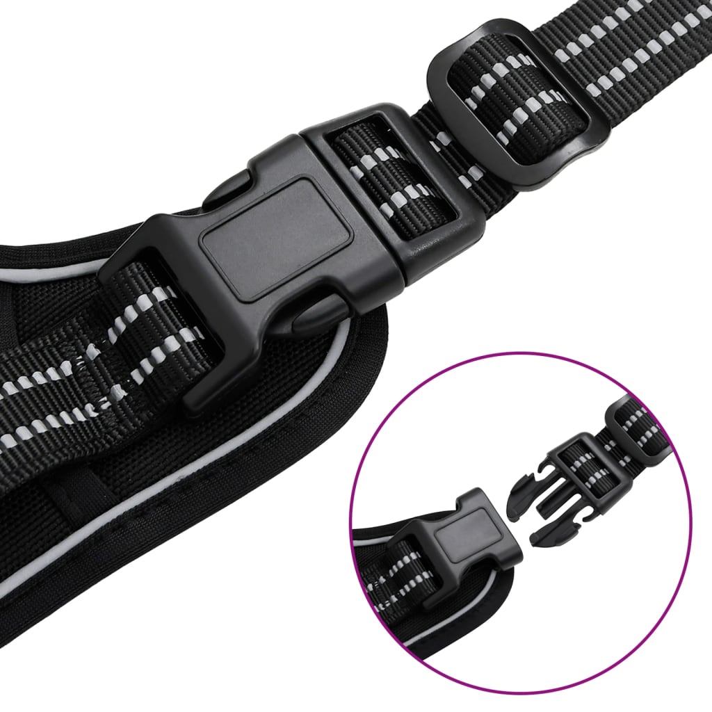 vidaXL Harnais pour chien avec bandes réfléchissantes réglables noir M