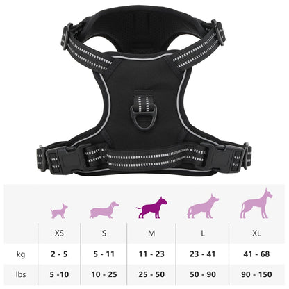 vidaXL Harnais pour chien avec bandes réfléchissantes réglables noir M