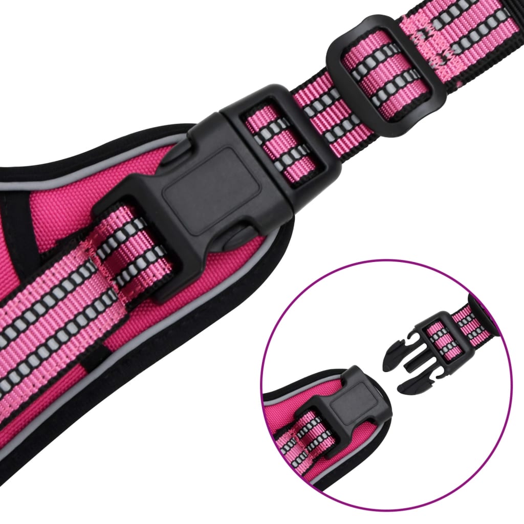 vidaXL Harnais pour chien avec bandes réfléchissantes réglables rose M