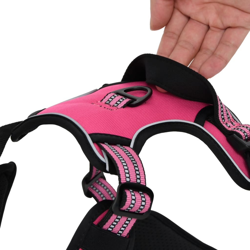 vidaXL Harnais pour chien avec bandes réfléchissantes réglables rose M