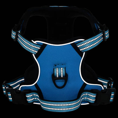 vidaXL Harnais pour chien avec bandes réfléchissantes réglables bleu L