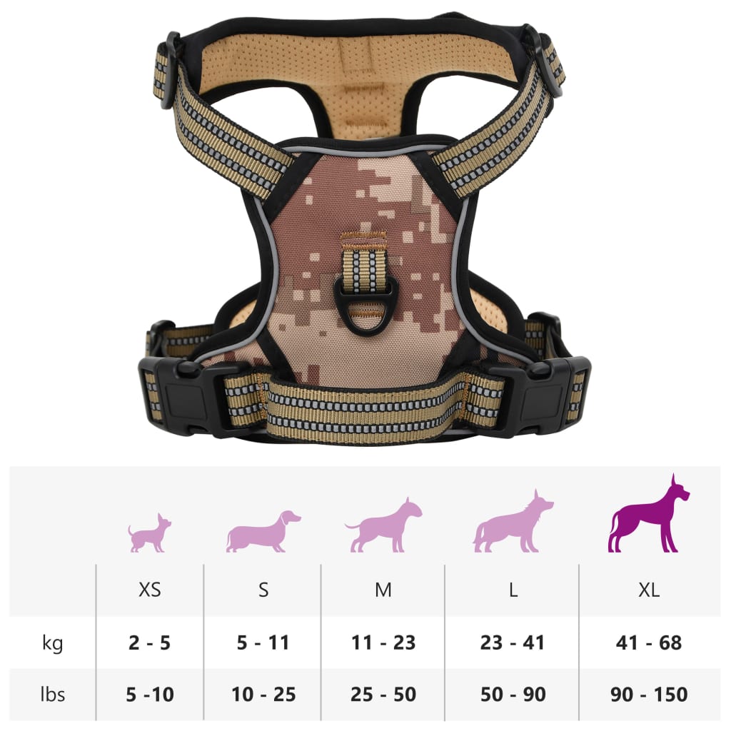 vidaXL Harnais pour chien avec bandes réfléchissantes réglables XL