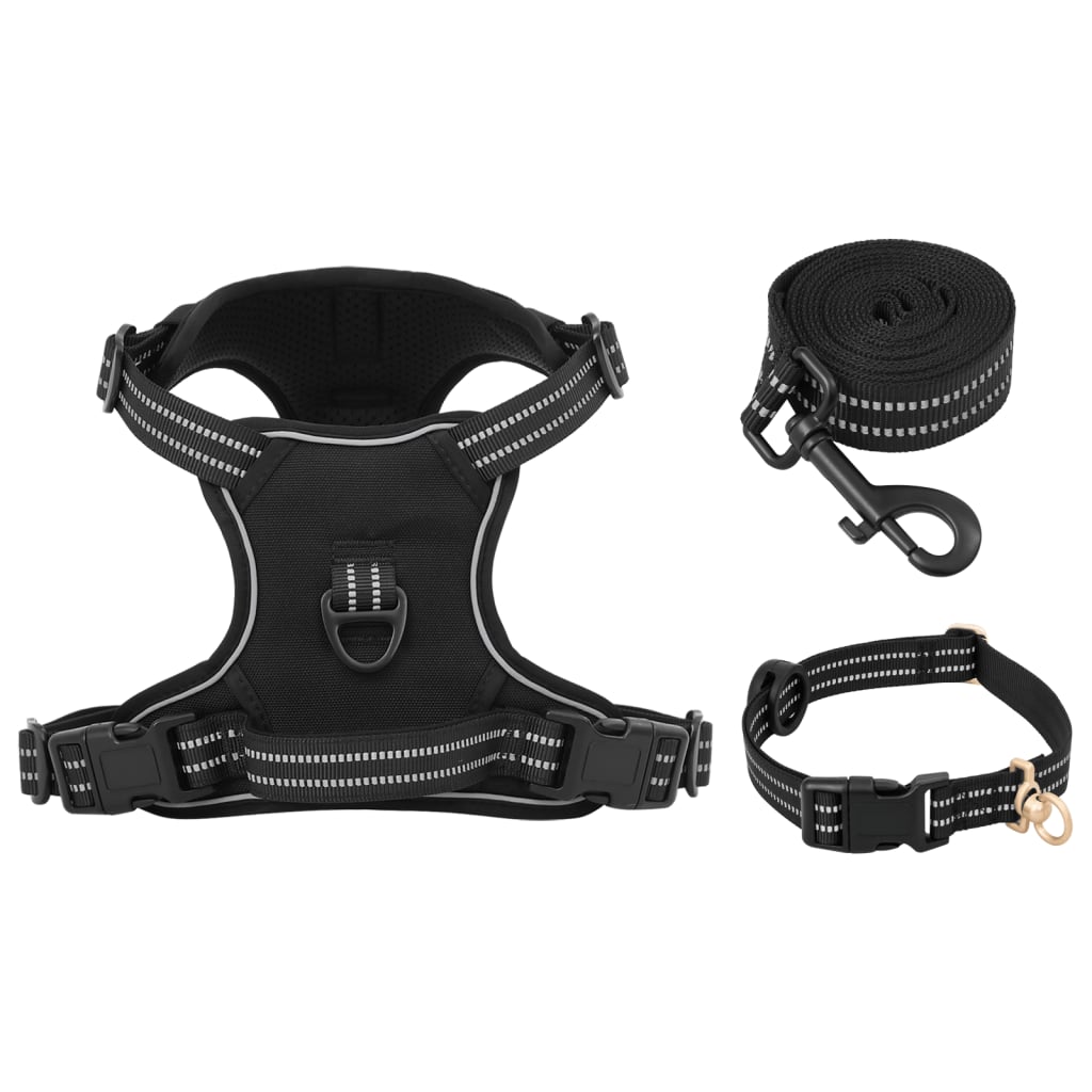 vidaXL Harnais pour chien avec laisse et collier réglables noir S