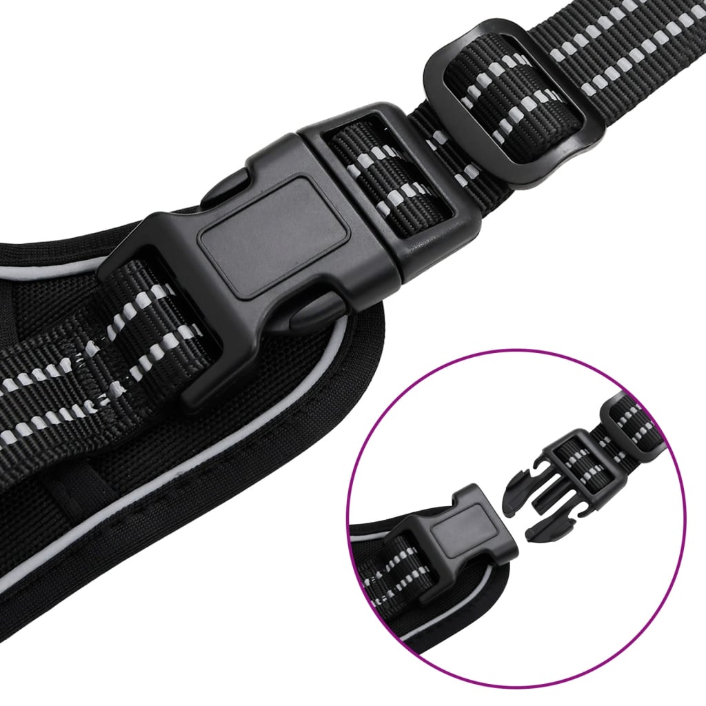 vidaXL Harnais pour chien avec laisse et collier réglables noir S