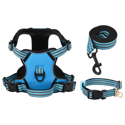 vidaXL Harnais pour chien avec laisse et collier réglables bleu M