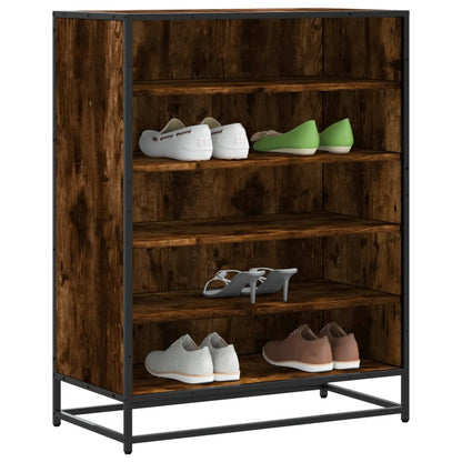 vidaXL Meuble à chaussures chêne fumé bois d'ingénierie et métal