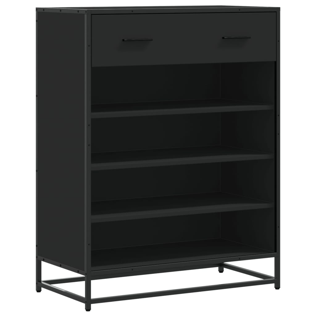 vidaXL Meuble à chaussures noir 75x38x97,5 cm bois d'ingénierie métal