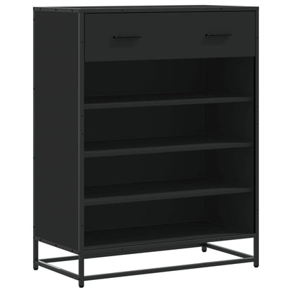 vidaXL Meuble à chaussures noir 75x38x97,5 cm bois d'ingénierie métal