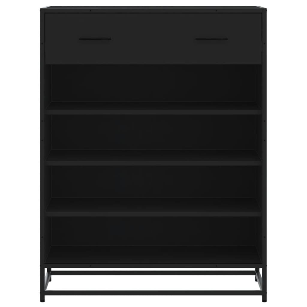 vidaXL Meuble à chaussures noir 75x38x97,5 cm bois d'ingénierie métal