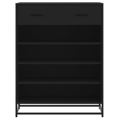 vidaXL Meuble à chaussures noir 75x38x97,5 cm bois d'ingénierie métal