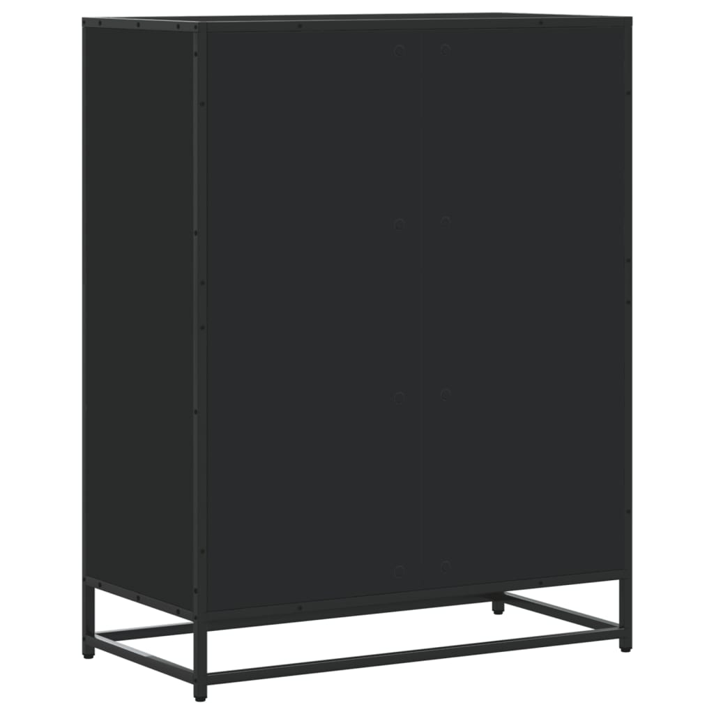 vidaXL Meuble à chaussures noir 75x38x97,5 cm bois d'ingénierie métal