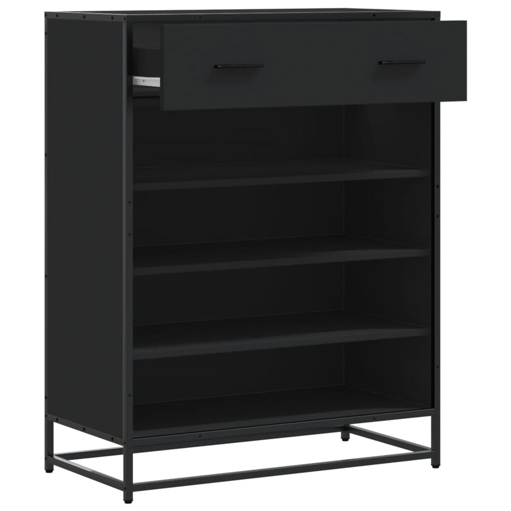 vidaXL Meuble à chaussures noir 75x38x97,5 cm bois d'ingénierie métal