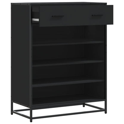 vidaXL Meuble à chaussures noir 75x38x97,5 cm bois d'ingénierie métal