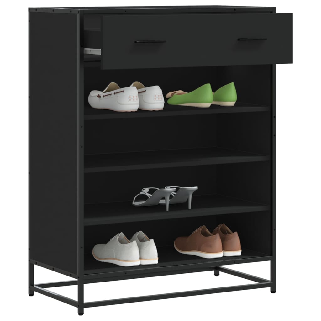 vidaXL Meuble à chaussures noir 75x38x97,5 cm bois d'ingénierie métal