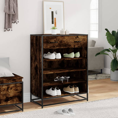 vidaXL Meuble à chaussures chêne fumé bois d'ingénierie et métal