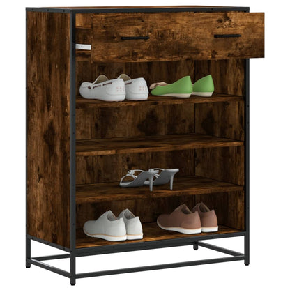 vidaXL Meuble à chaussures chêne fumé bois d'ingénierie et métal