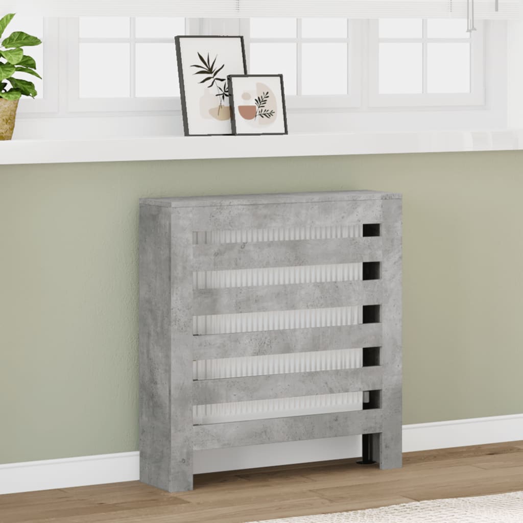 vidaXL Cache-radiateur gris béton 78x20x82 cm bois d'ingénierie