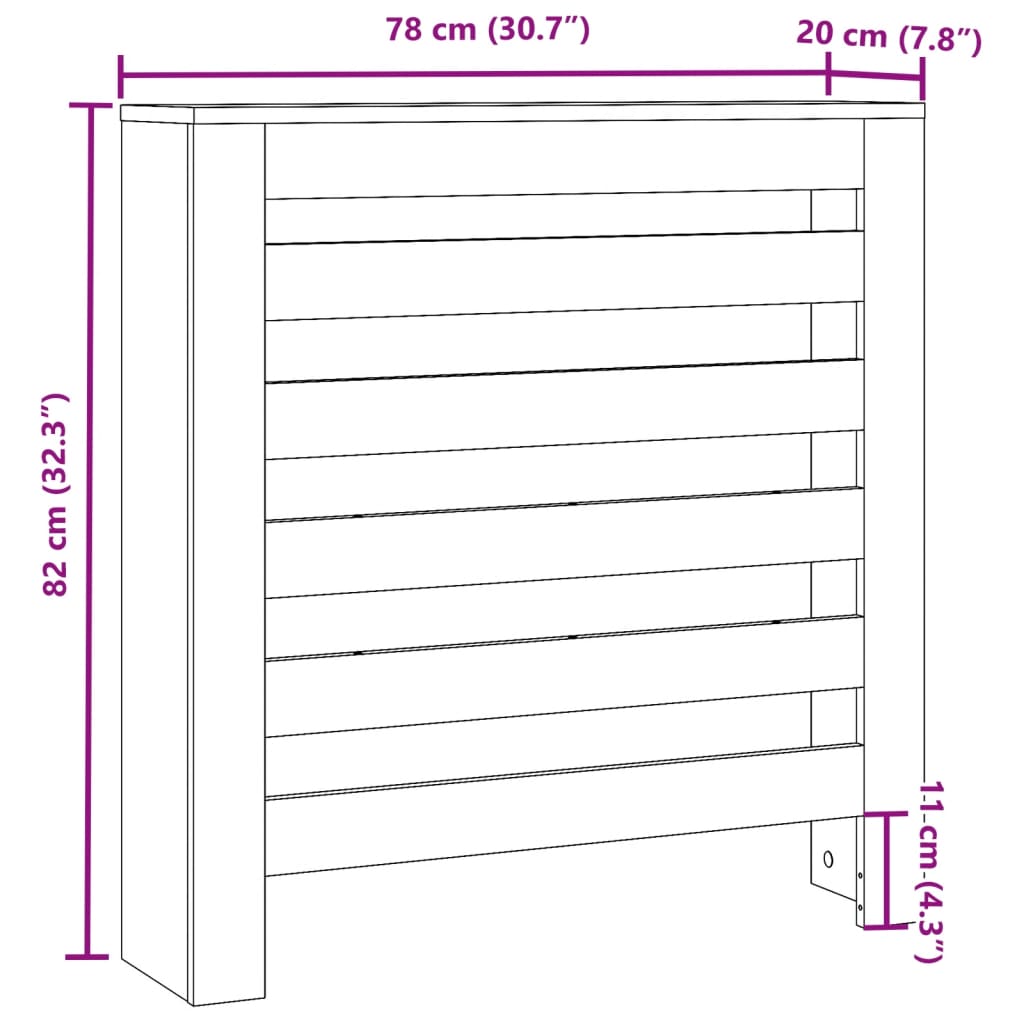 vidaXL Cache-radiateur sonoma gris 78x20x82 cm bois d'ingénierie