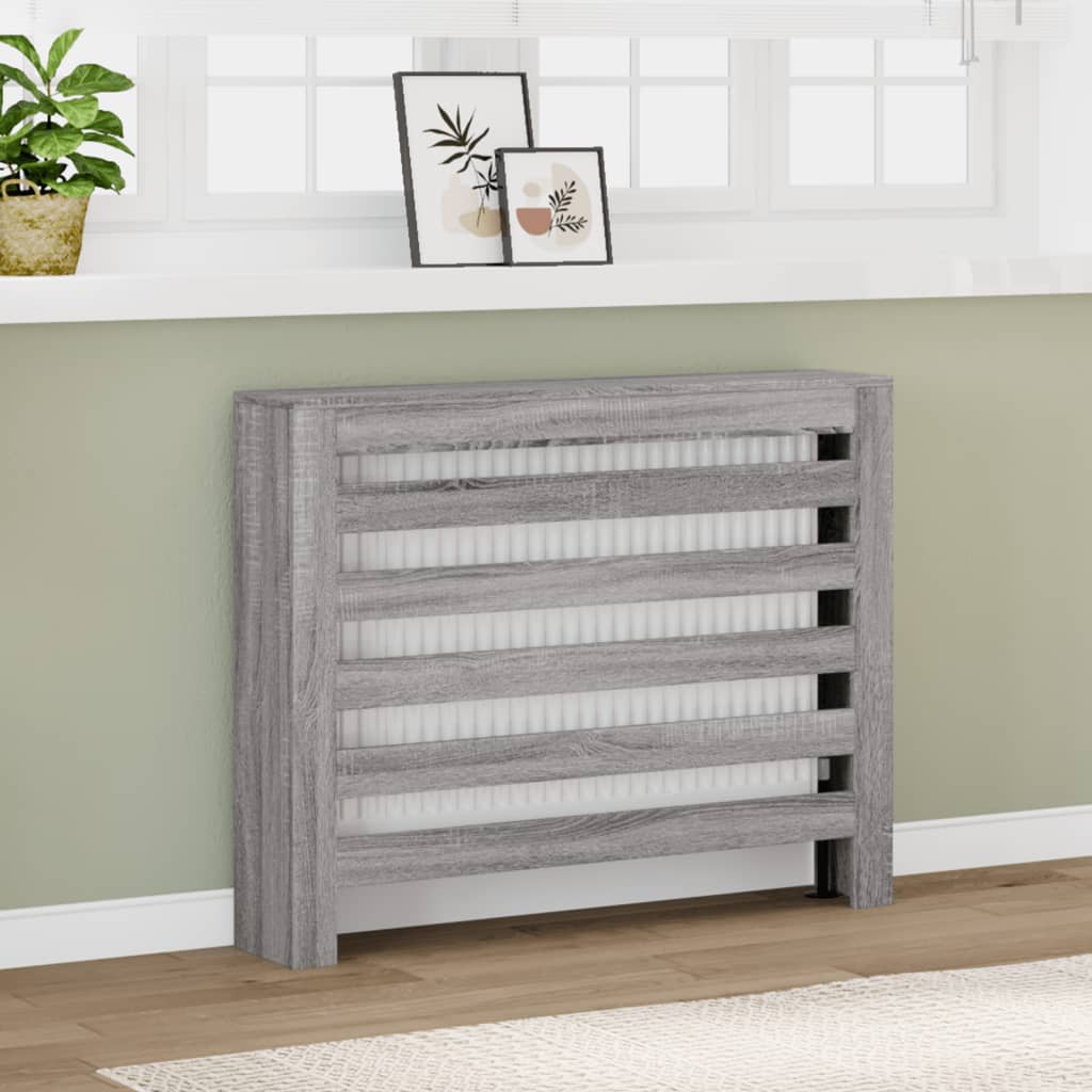 vidaXL Cache-radiateur sonoma gris 104x20x82 cm bois d'ingénierie