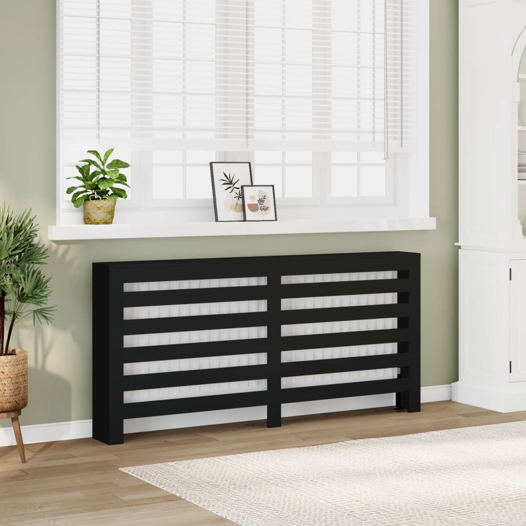 vidaXL Cache-radiateur noir 175x20x82 cm bois d'ingénierie