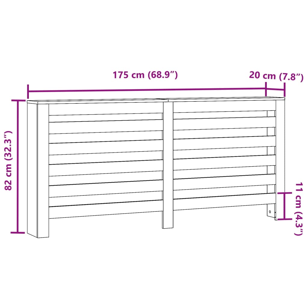 vidaXL Cache-radiateur chêne sonoma 175x20x82 cm bois d'ingénierie