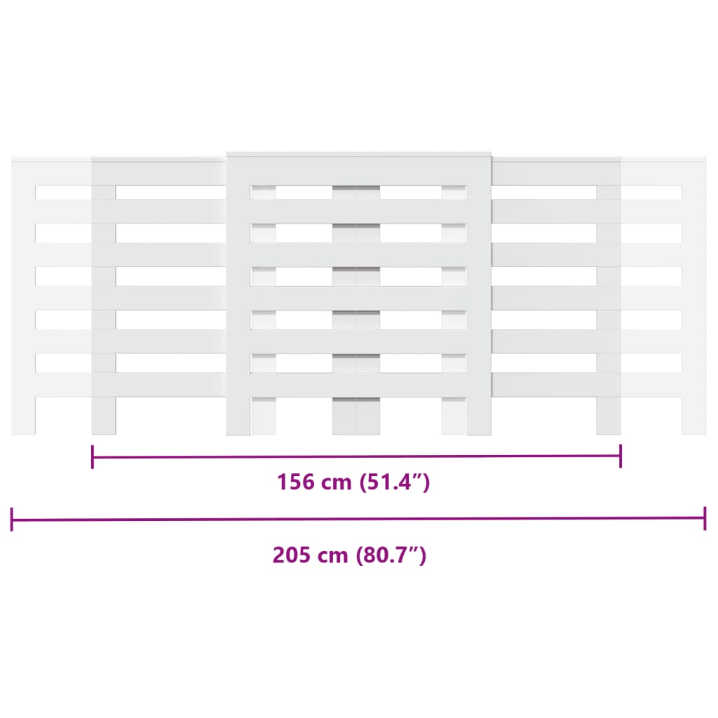 vidaXL Cache-radiateur blanc 205x21,5x83,5 cm bois d'ingénierie