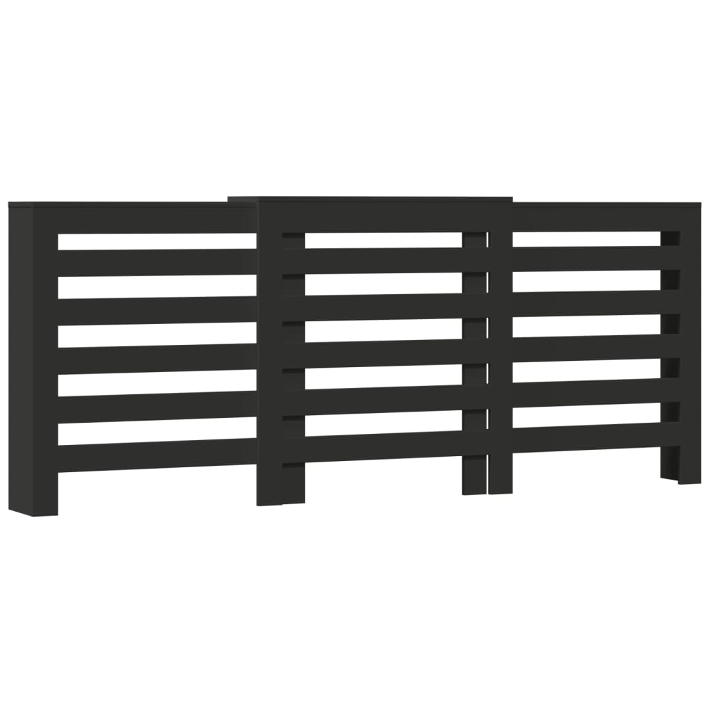 vidaXL Cache-radiateur noir 205x21,5x83,5 cm bois d'ingénierie