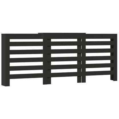 vidaXL Cache-radiateur noir 205x21,5x83,5 cm bois d'ingénierie