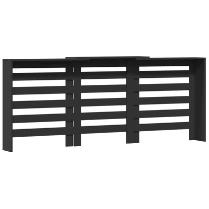 vidaXL Cache-radiateur noir 205x21,5x83,5 cm bois d'ingénierie