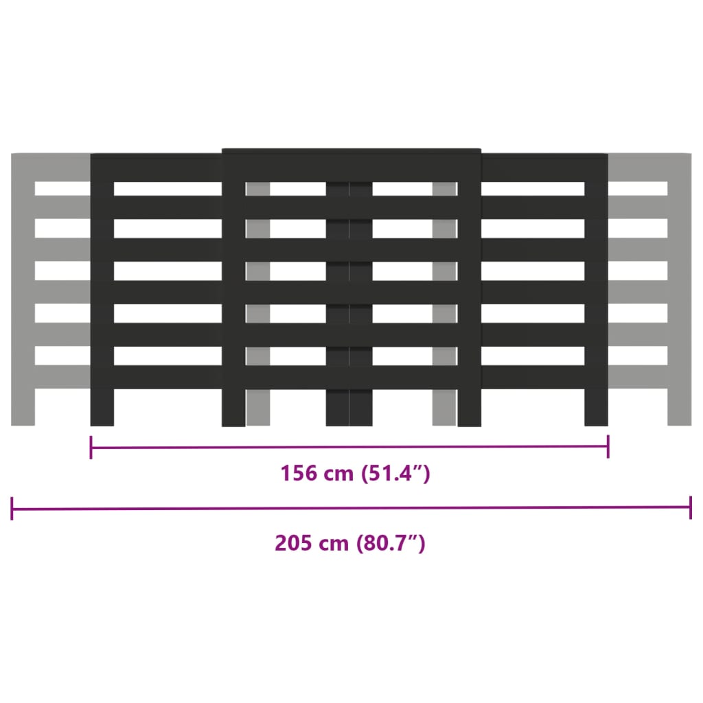 vidaXL Cache-radiateur noir 205x21,5x83,5 cm bois d'ingénierie
