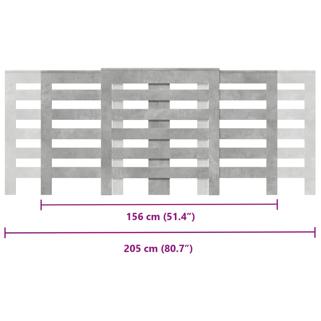 vidaXL Cache-radiateur gris béton 205x21,5x83,5 cm bois d'ingénierie