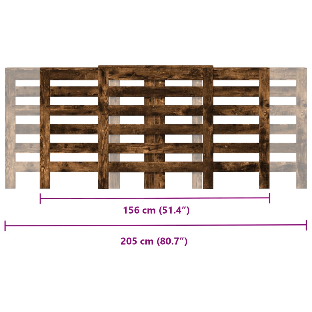 vidaXL Cache-radiateur chêne fumé 205x21,5x83,5 cm bois d'ingénierie