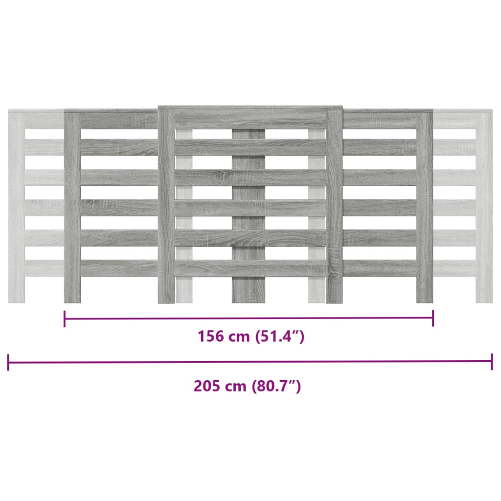 vidaXL Cache-radiateur sonoma gris 205x21,5x83,5 cm bois d'ingénierie