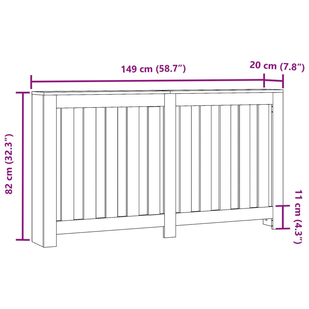 vidaXL Cache-radiateur blanc 149x20x82 cm bois d'ingénierie