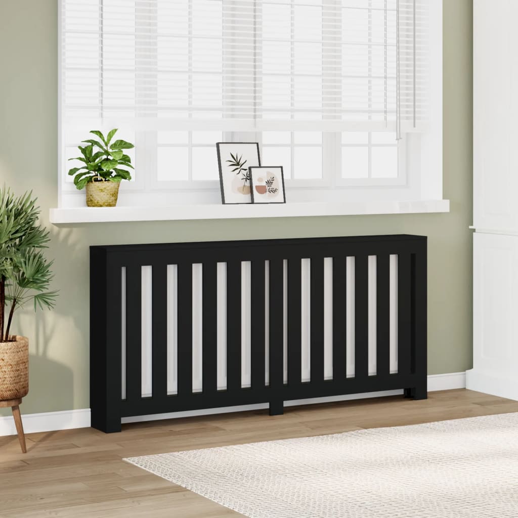 vidaXL Cache-radiateur noir 175x20x82 cm bois d'ingénierie