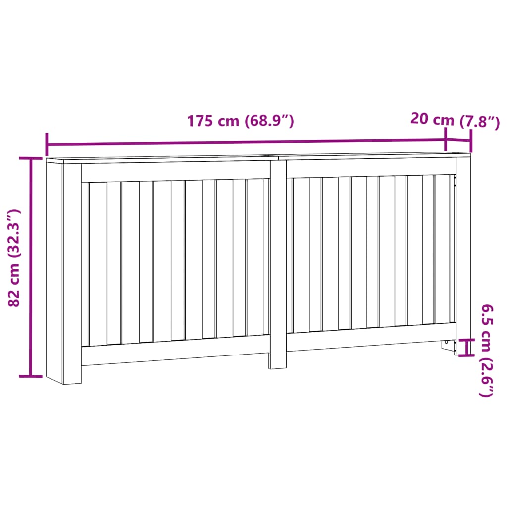 vidaXL Cache-radiateur sonoma gris 175x20x82 cm bois d'ingénierie