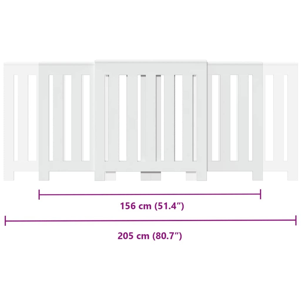 vidaXL Cache-radiateur blanc 205x21,5x83,5 cm bois d'ingénierie