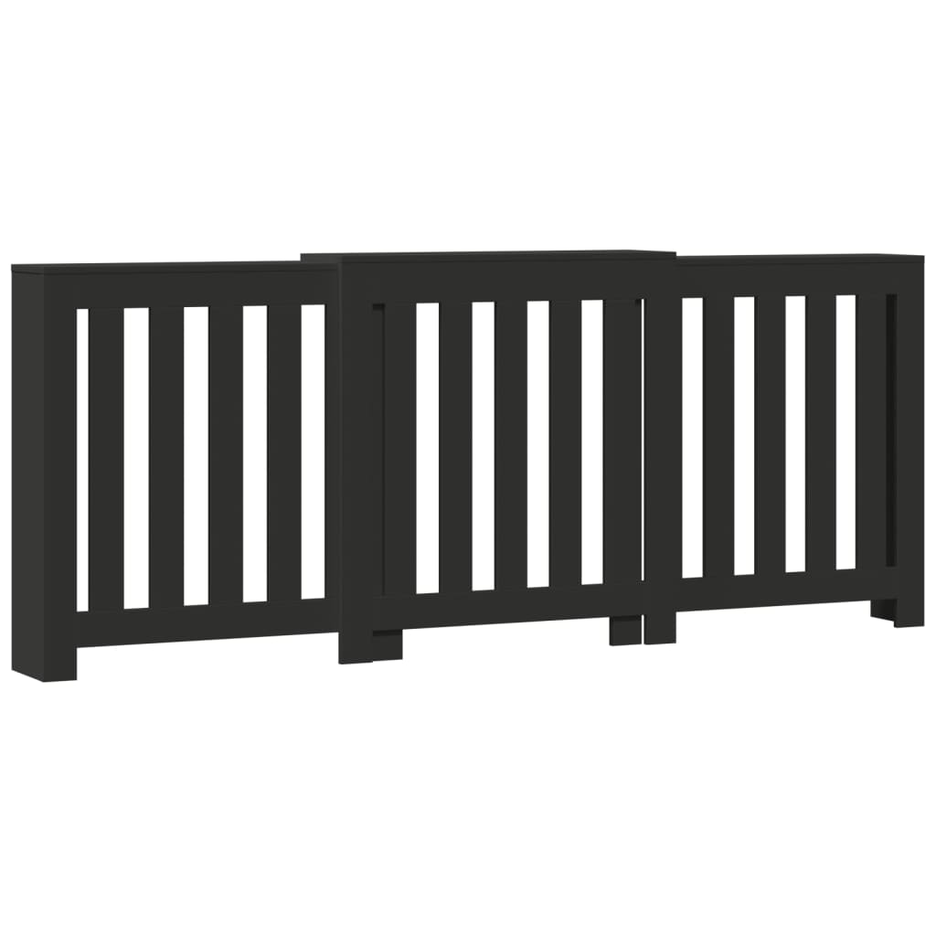 vidaXL Cache-radiateur noir 205x21,5x83,5 cm bois d'ingénierie