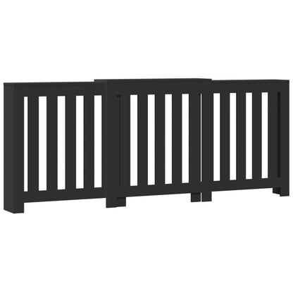vidaXL Cache-radiateur noir 205x21,5x83,5 cm bois d'ingénierie