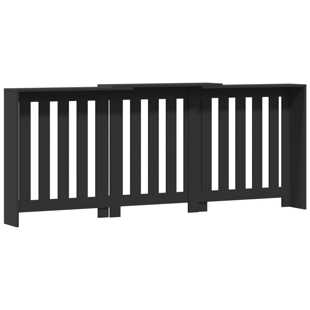 vidaXL Cache-radiateur noir 205x21,5x83,5 cm bois d'ingénierie