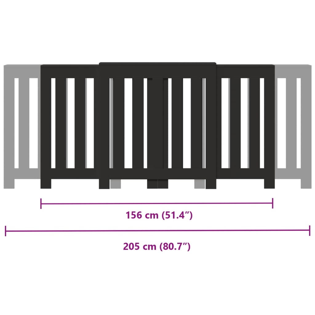 vidaXL Cache-radiateur noir 205x21,5x83,5 cm bois d'ingénierie