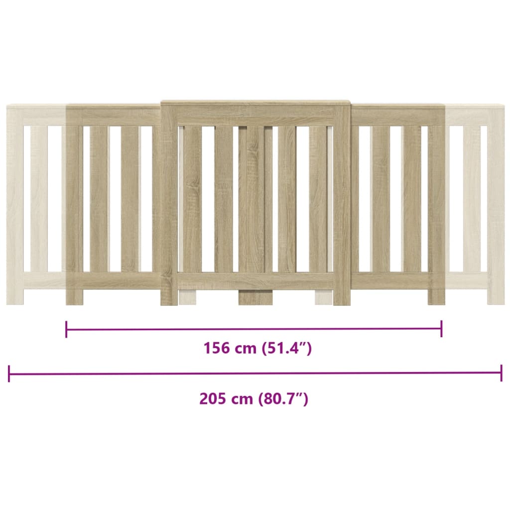 vidaXL Cache-radiateur chêne sonoma 205x21,5x83,5 cm bois d'ingénierie