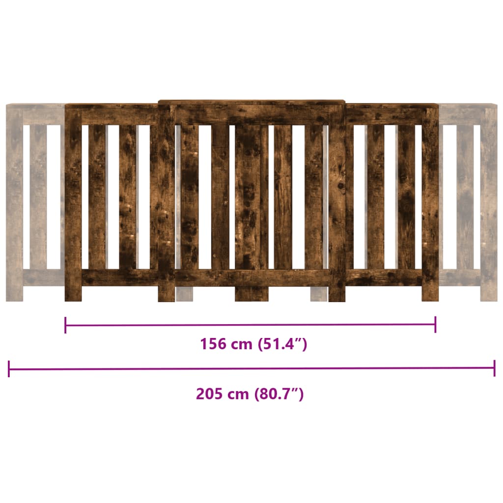 vidaXL Cache-radiateur chêne fumé 205x21,5x83,5 cm bois d'ingénierie