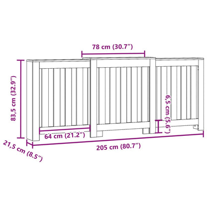vidaXL Cache-radiateur sonoma gris 205x21,5x83,5 cm bois d'ingénierie