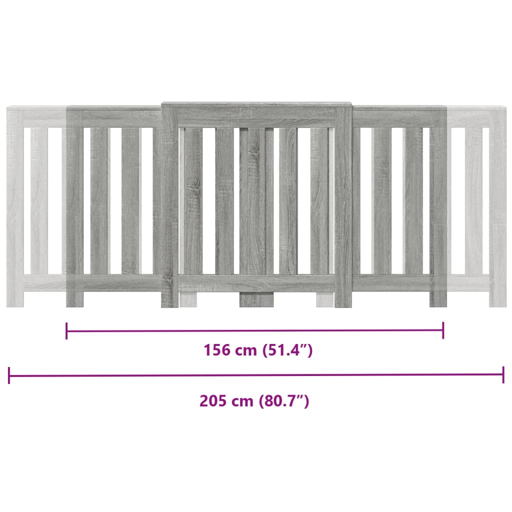 vidaXL Cache-radiateur sonoma gris 205x21,5x83,5 cm bois d'ingénierie